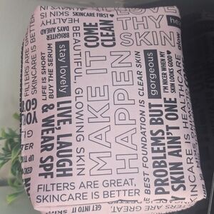 Beutybio Pink Makeup Bag with Inspirational Text